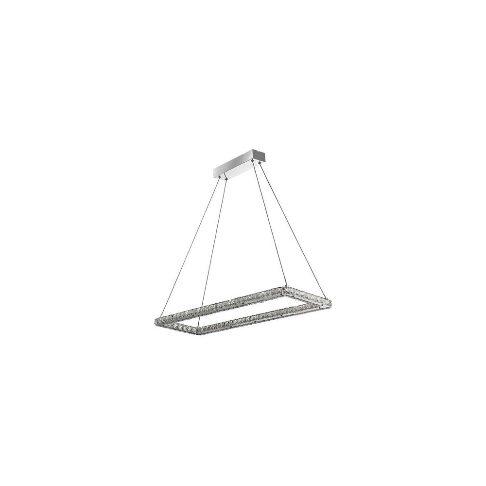 Searchlight Canarvan Rectangular Pendant - Chrome & Clear Glass