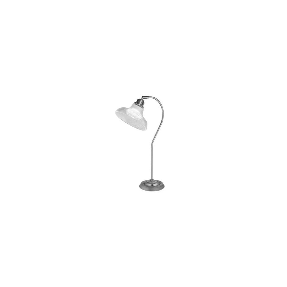 Searchlight Beech III Table Lamp - Satin Silver & Holophane Style Glass