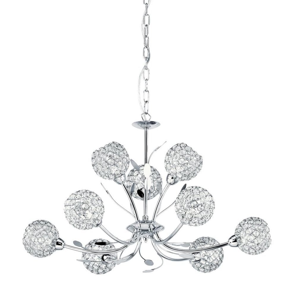Searchlight Bay II 9 Light Pendant - Chrome & Clear Glass