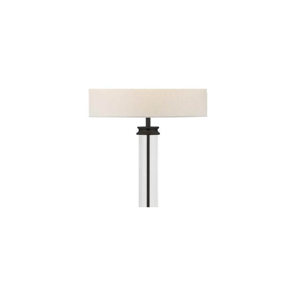 Searchlight Paulton Floor Lamp - Black, Glass & White Fabric Shade