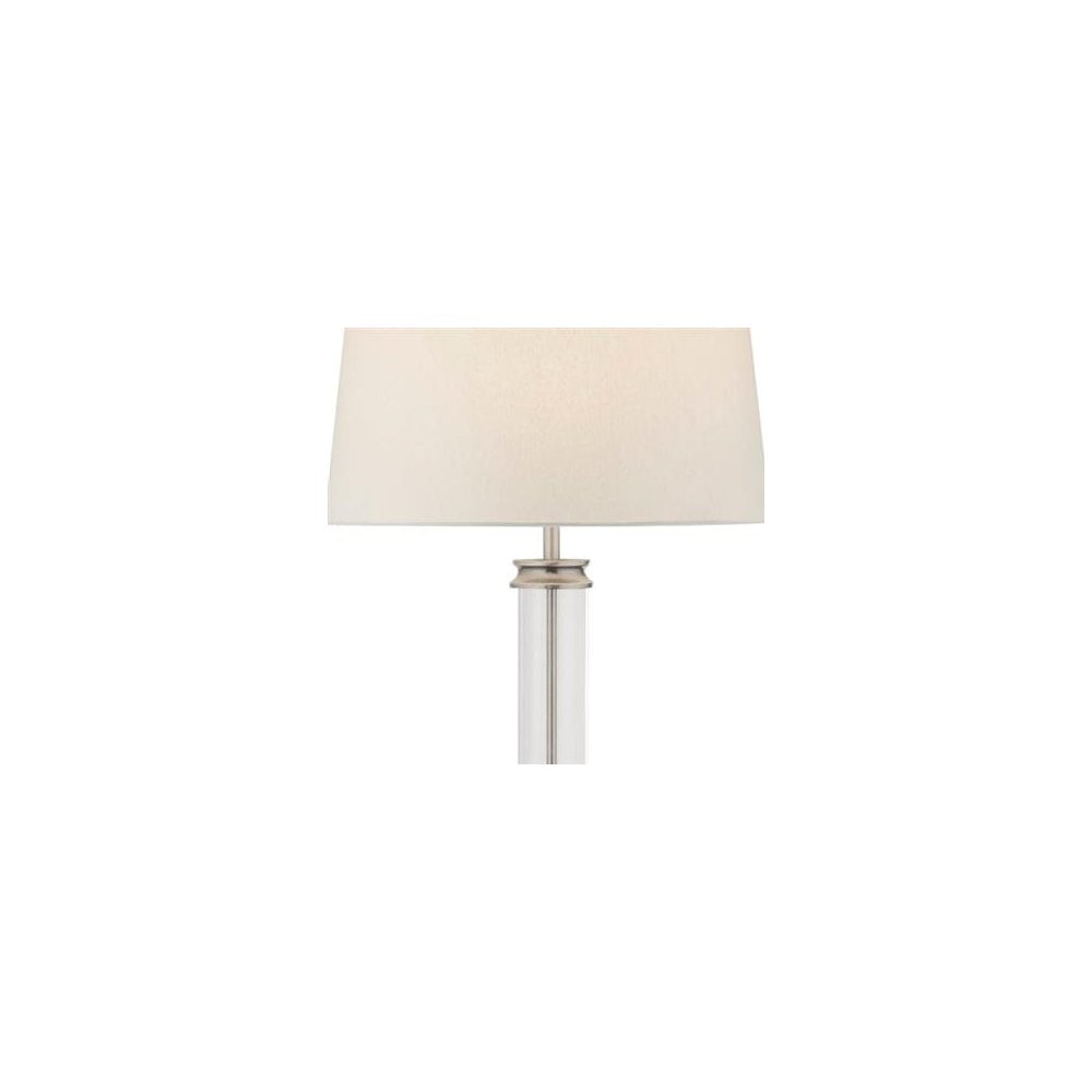 Searchlight Paulton Floor Lamp - Satin Silver, Glass & Cream Fabric