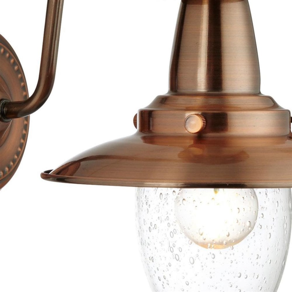Searchlight Falkland II Wall Light - Copper & Clear Seeded Glass