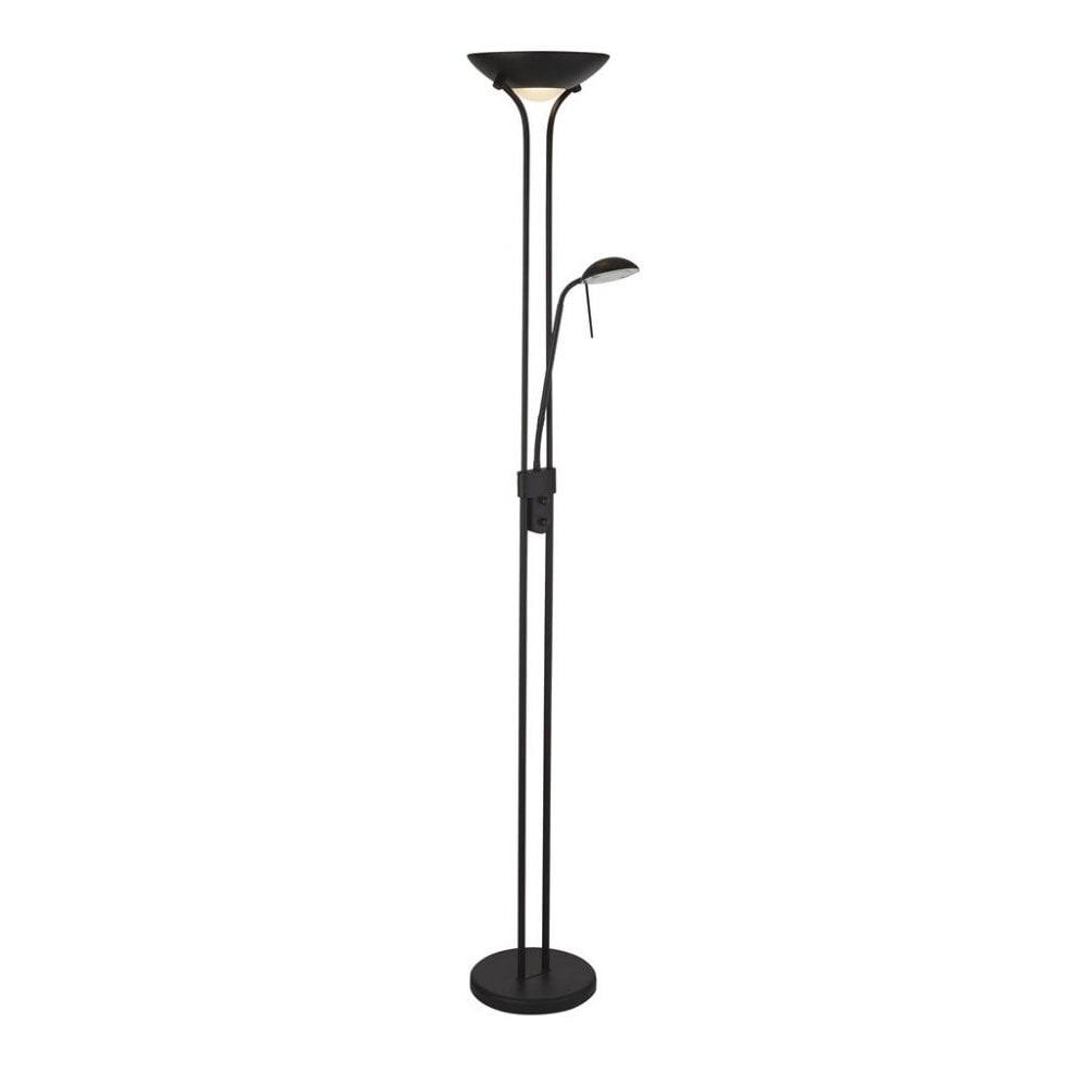 Searchlight Merlin Mother & Child Floor Lamp - Matt Black & Glass