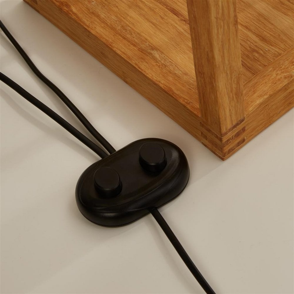 Searchlight Soho 2 Light Floor Lamp - Natural Wood & Black