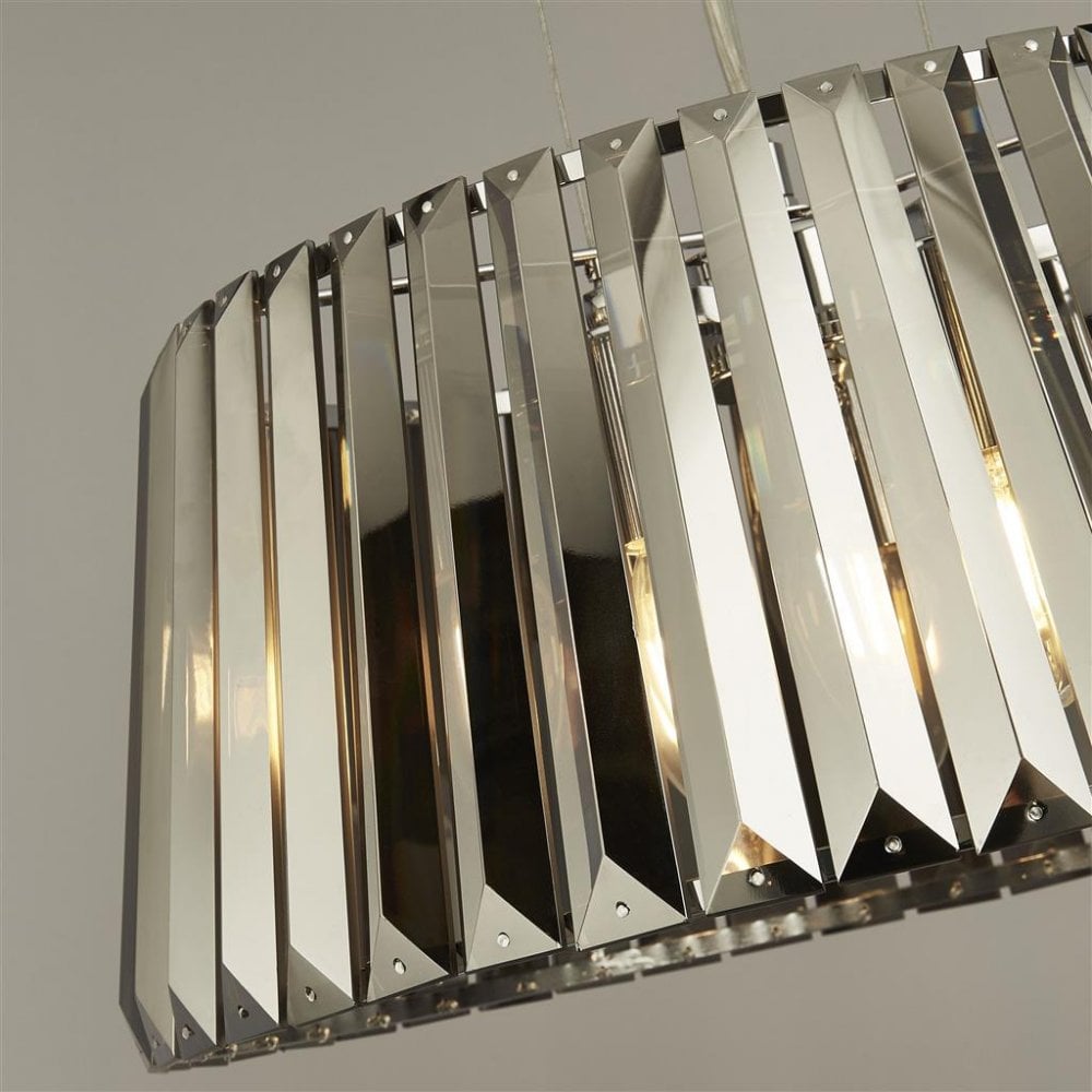 Searchlight Talton 5 Light Pendant to Semi-Flush - Chrome & Smoked Glass