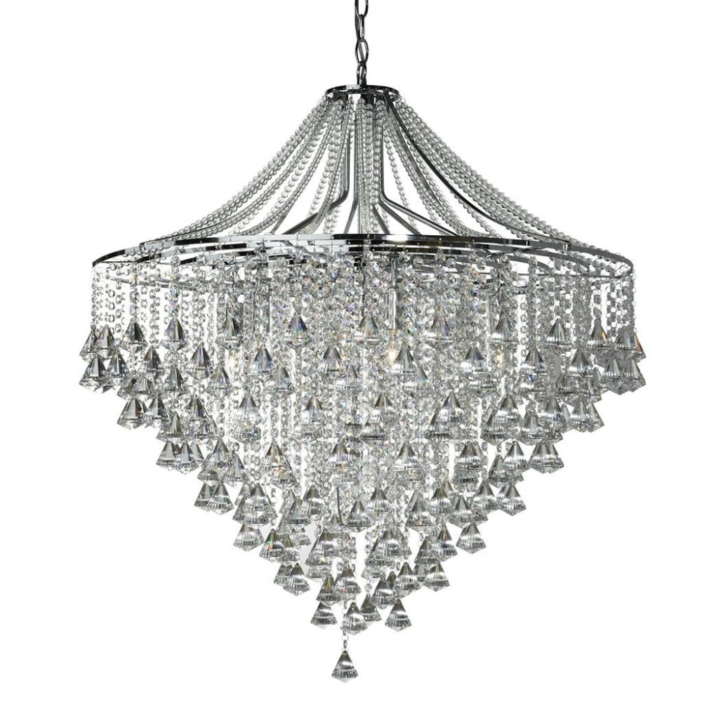 Searchlight Dart 7 Light Pendant - Chrome & Crystal
