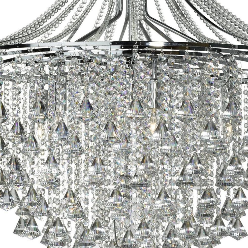 Searchlight Dart 7 Light Pendant - Chrome & Crystal