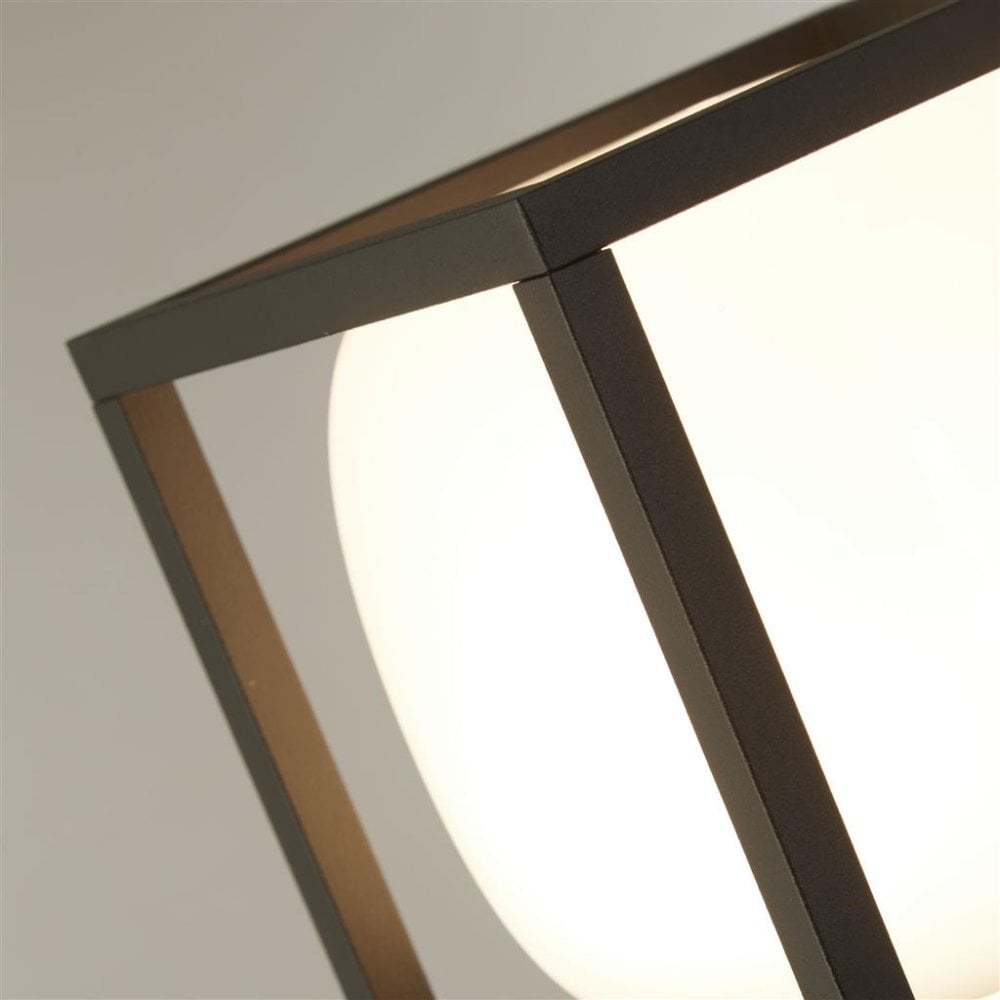 Searchlight Athol Outdoor Post - Black & Opal Glass