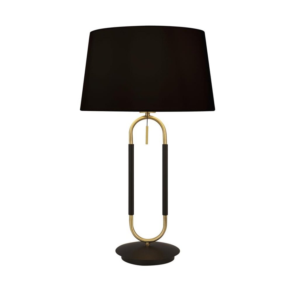 Searchlight Jackson Table Lamp - Black, Satin Brass & Black Velvet