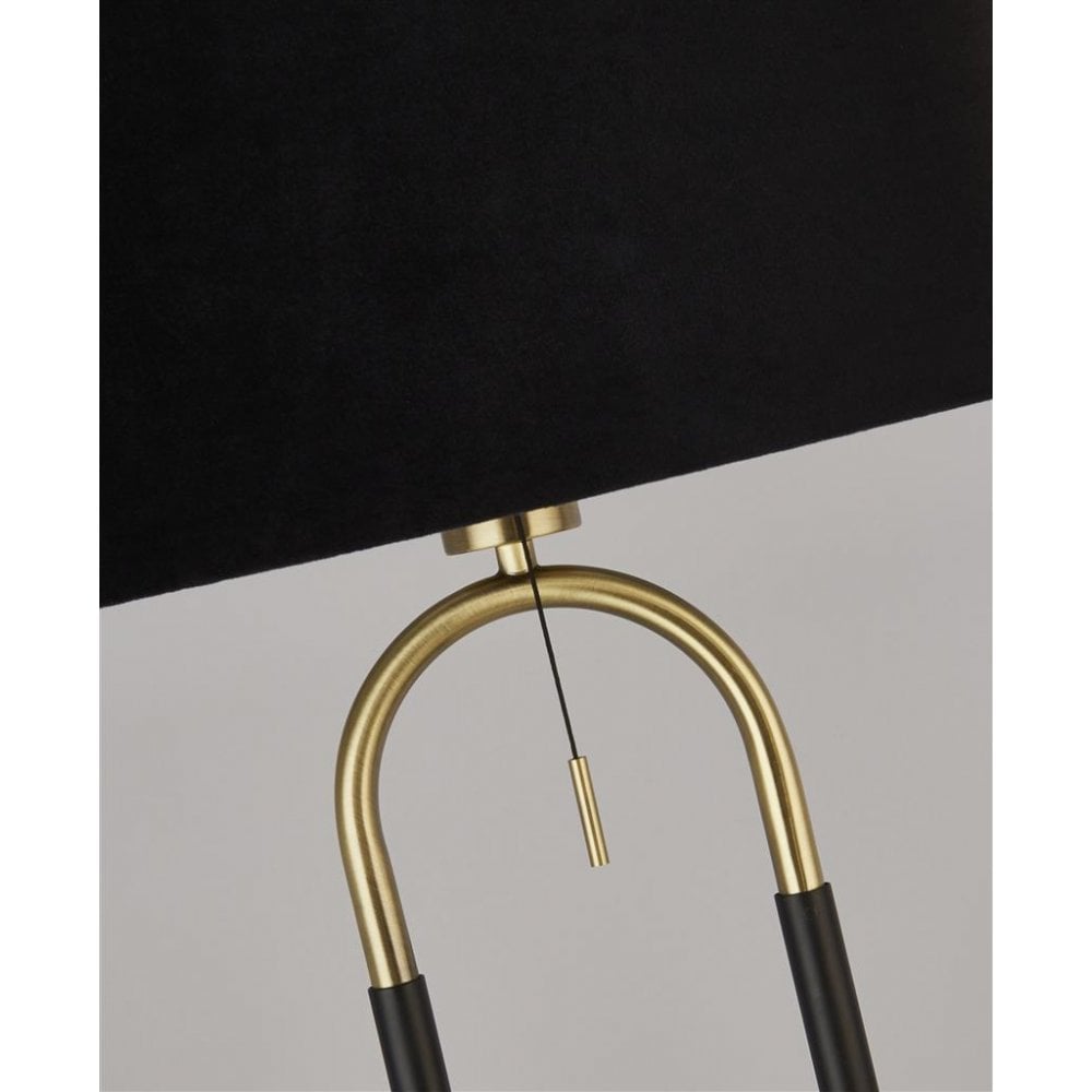 Searchlight Jackson Table Lamp - Black, Satin Brass & Black Velvet