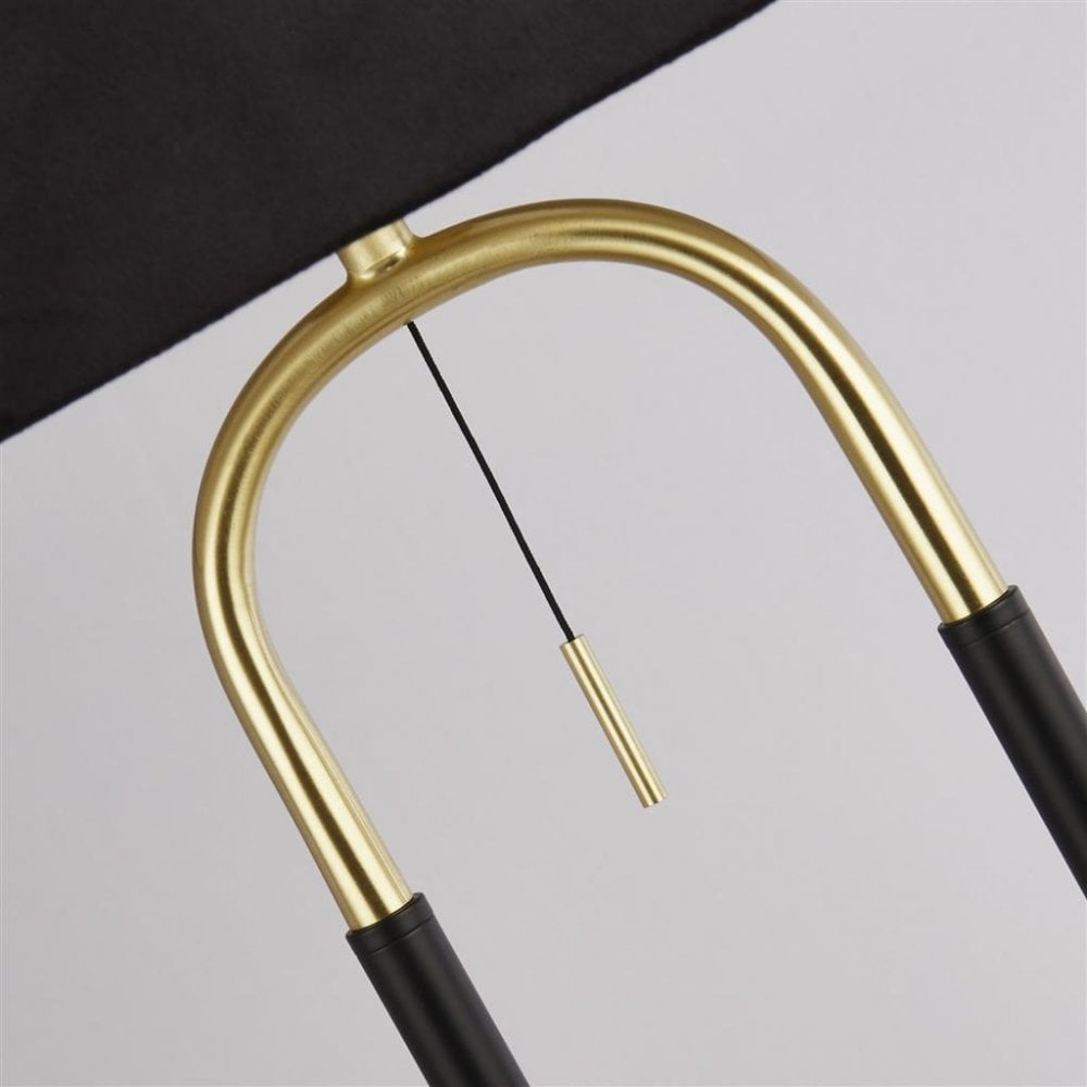 Searchlight Jackson Floor Lamp - Black, Satin Brass & Black Velvet