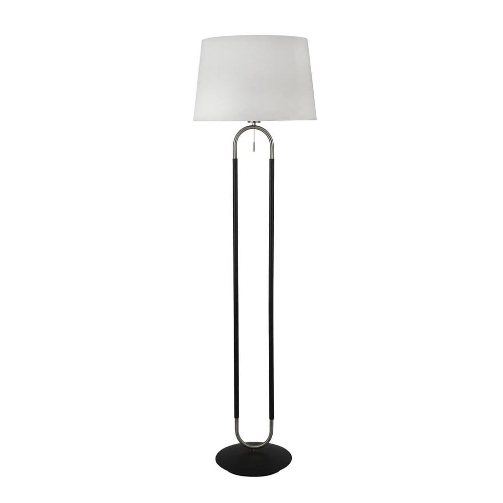 Searchlight Jackson Floor Lamp - Black, Satin Silver & White Velvet