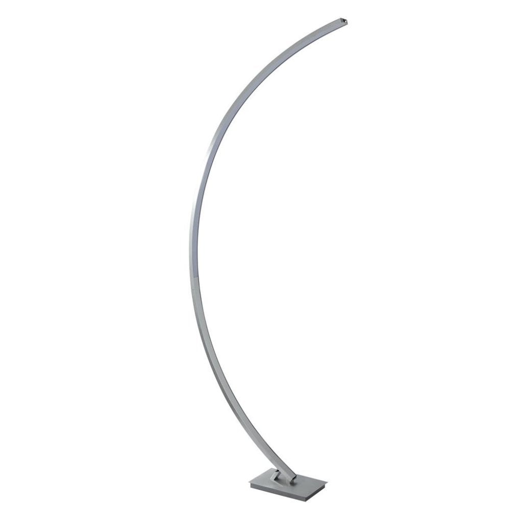 Searchlight Castor LED Curved Floor Lamp - Satin Silver & Opal