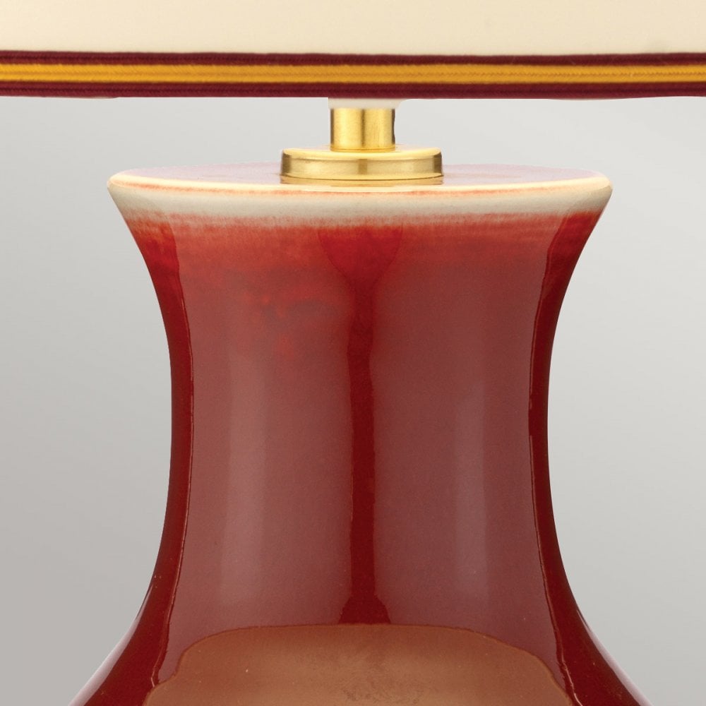 Elstead Majin Jar 1 Light Table Lamp -  Oxblood Red with Polycotton shade