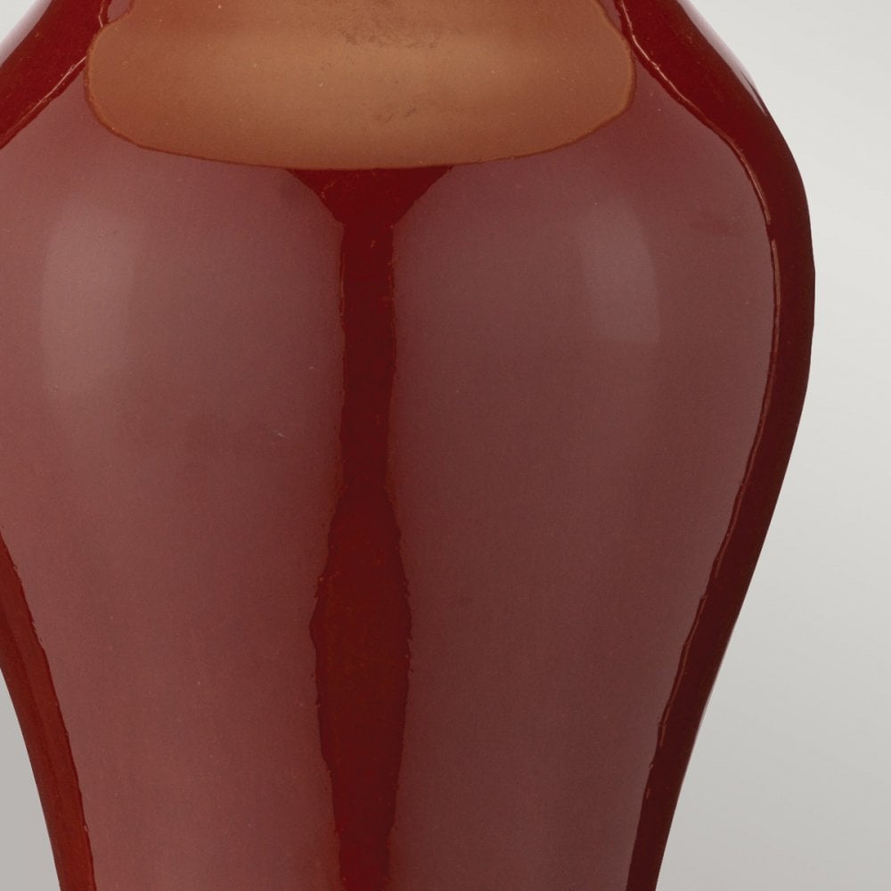 Elstead Majin Jar 1 Light Table Lamp -  Oxblood Red with Polycotton shade