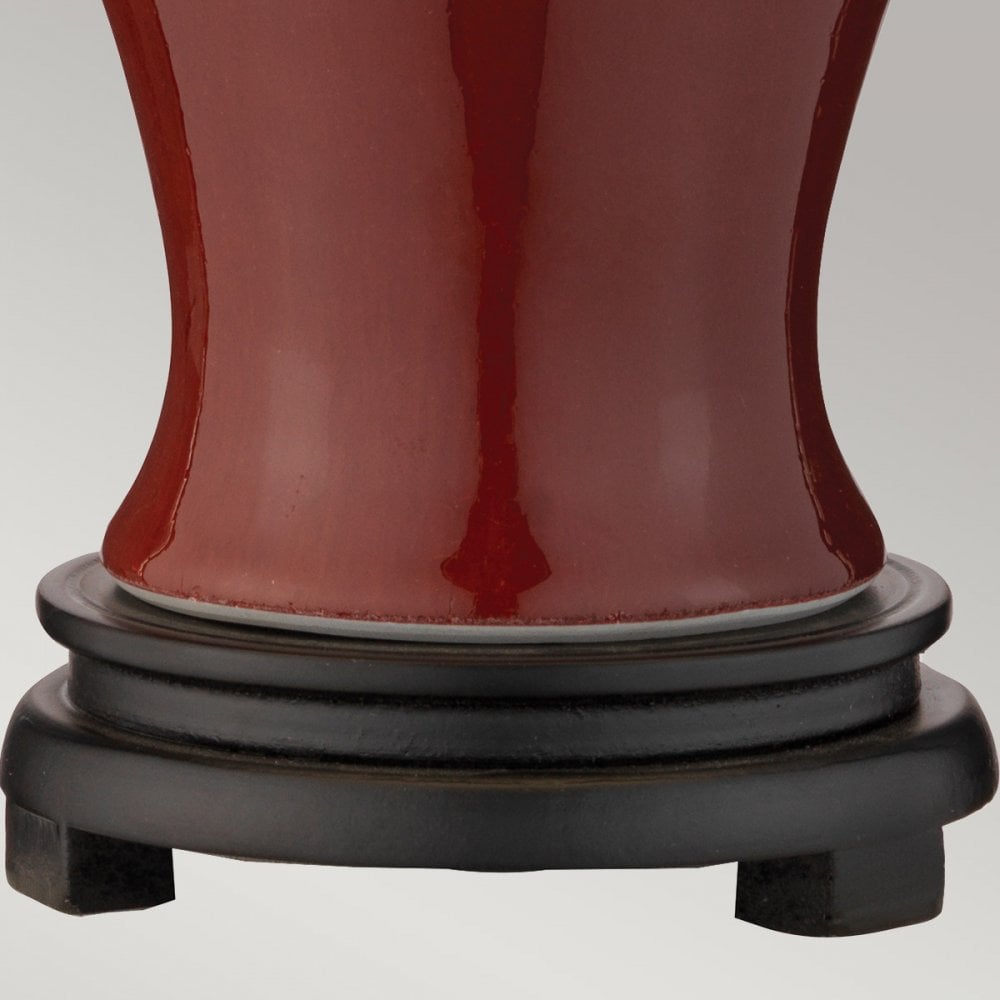 Elstead Majin Jar 1 Light Table Lamp -  Oxblood Red with Polycotton shade