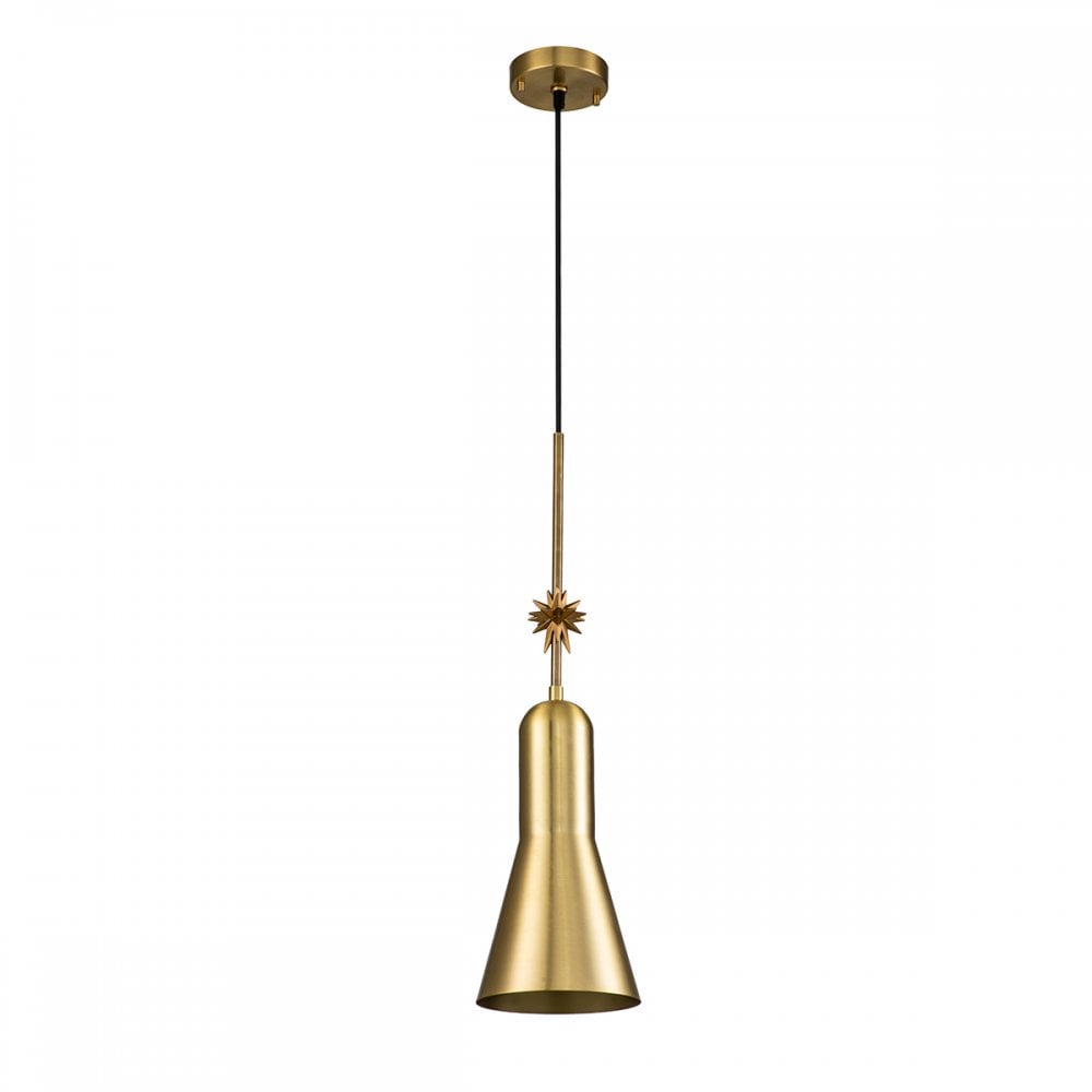 Elstead Etoile 1 Light Medium Pendant - Aged Brass & Gold Leaf