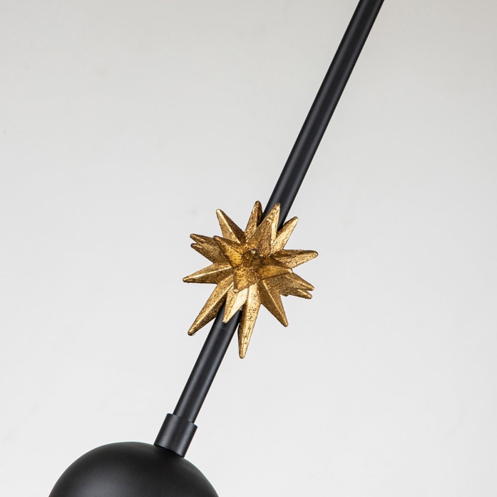 Elstead Etoile 1 Light Medium Pendant - Matte Black & Gold Leaf