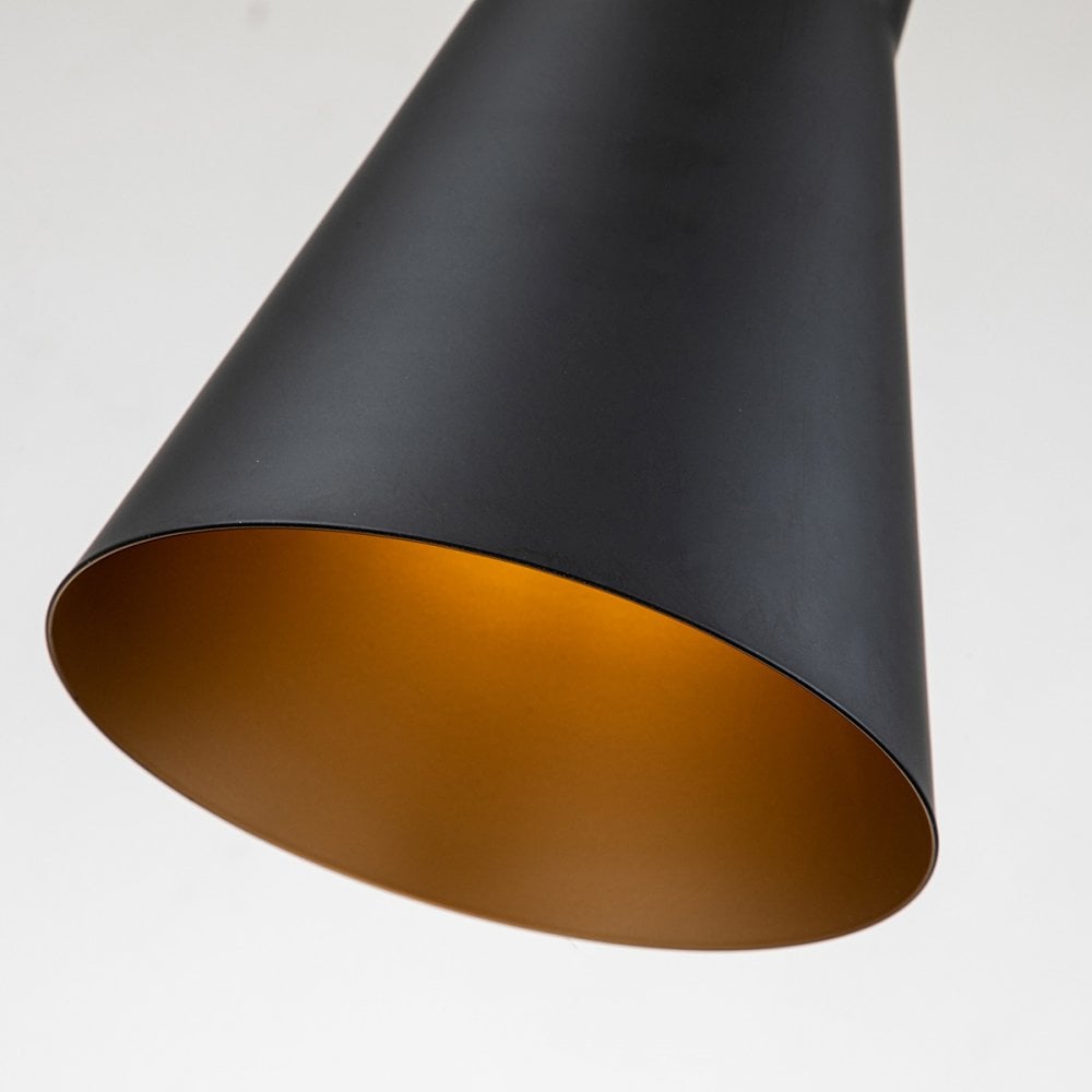 Elstead Etoile 1 Light Medium Pendant - Matte Black & Gold Leaf