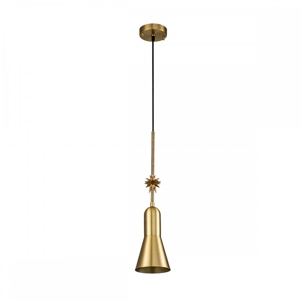 Elstead Etoile 1 Light Small Pendant - Aged Brass & Gold Leaf