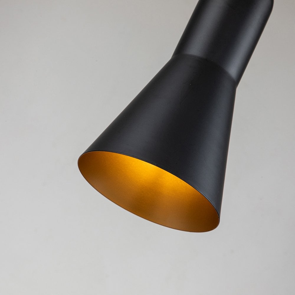 Elstead Etoile 1 Light Small Pendant - Matte Black & Gold Leaf