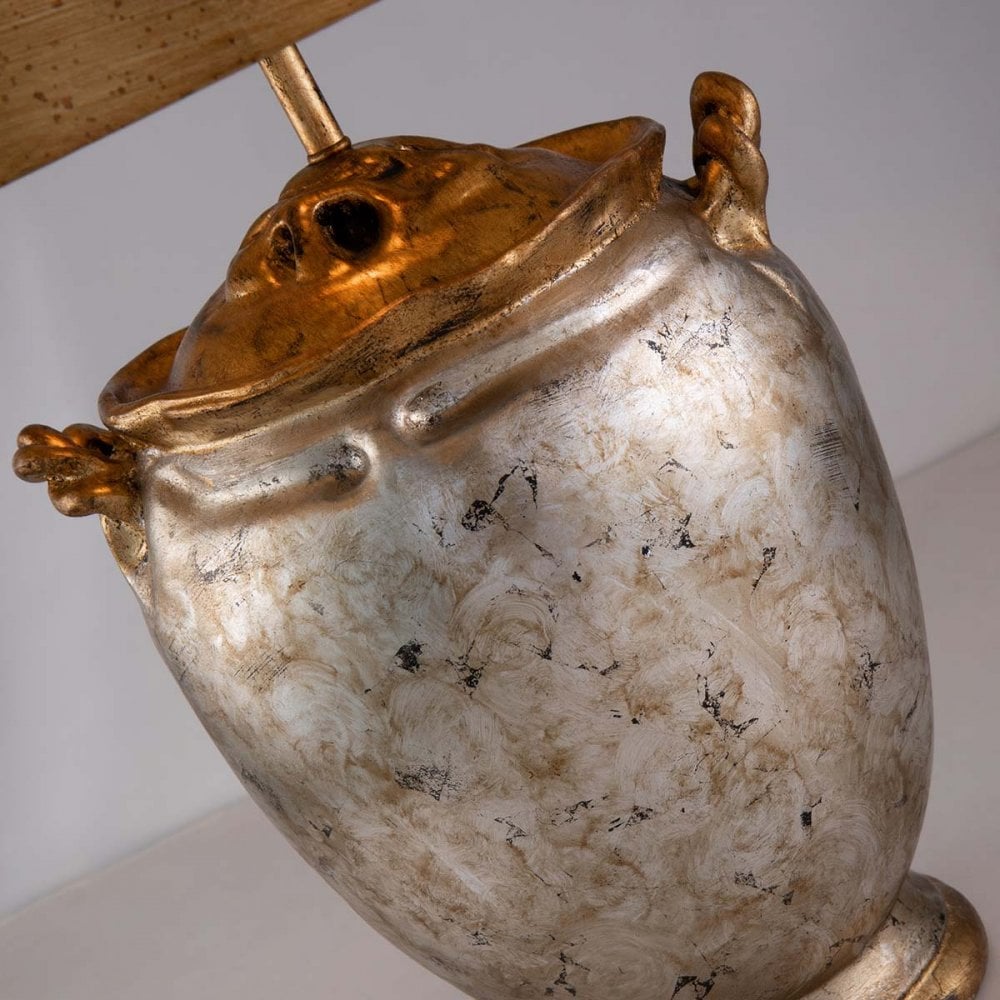 Flambeau Jackson 1 Light Table Lamp - Antiqued Silver with Gold Leaf Accents