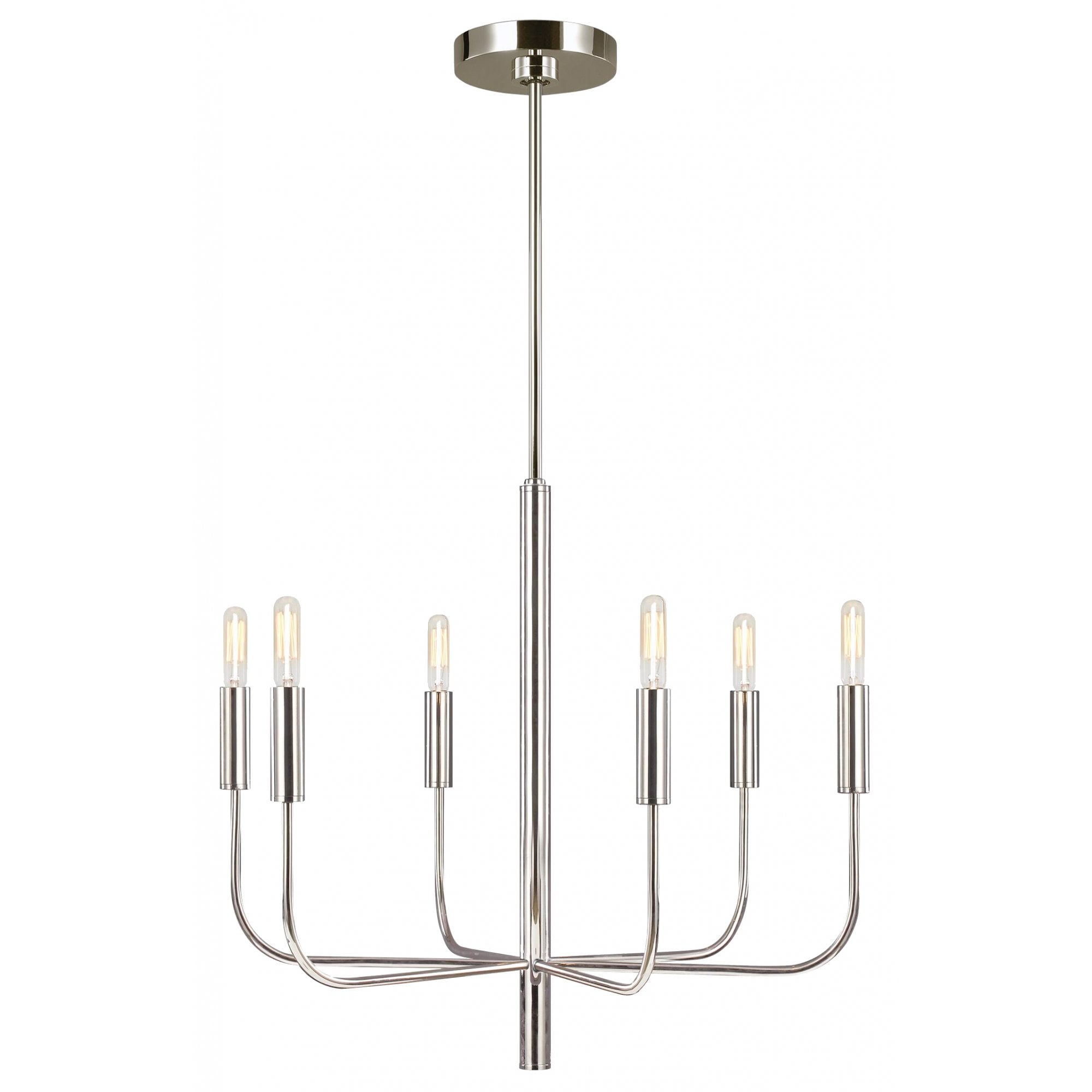 Feiss Brianna 6 Light Chandelier - Polished Nickel