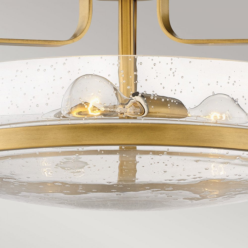 Hinkley Harper Medium Semi-Flush - Clear - Heritage Brass