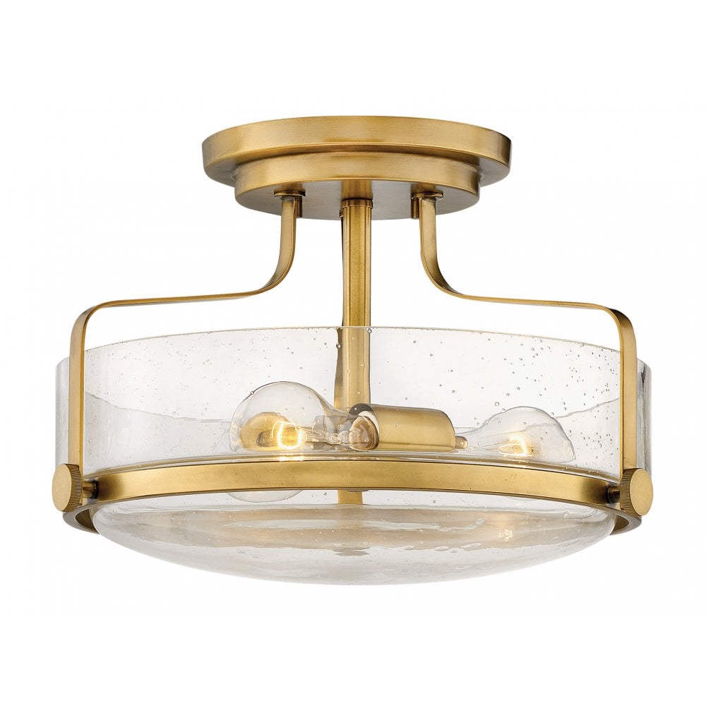 Hinkley Harper Small Semi-Flush - Clear - Heritage Brass