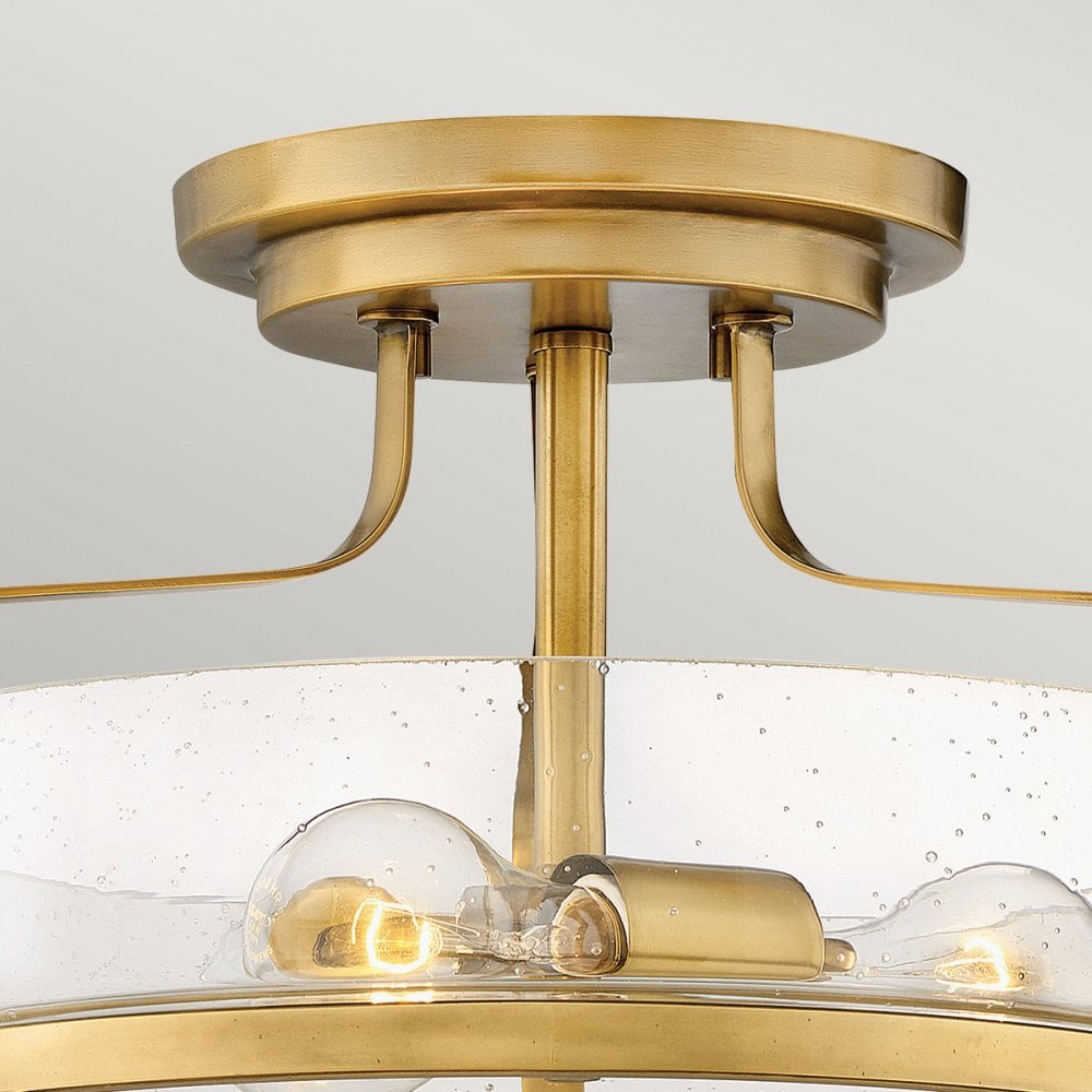 Hinkley Harper Small Semi-Flush - Clear - Heritage Brass