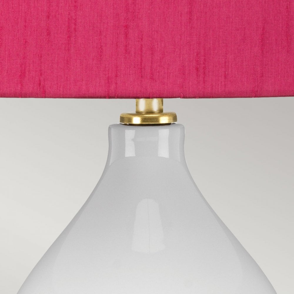 Elstead Isla 1 Light Table Lamp - White, Aged Brass & Cranberry