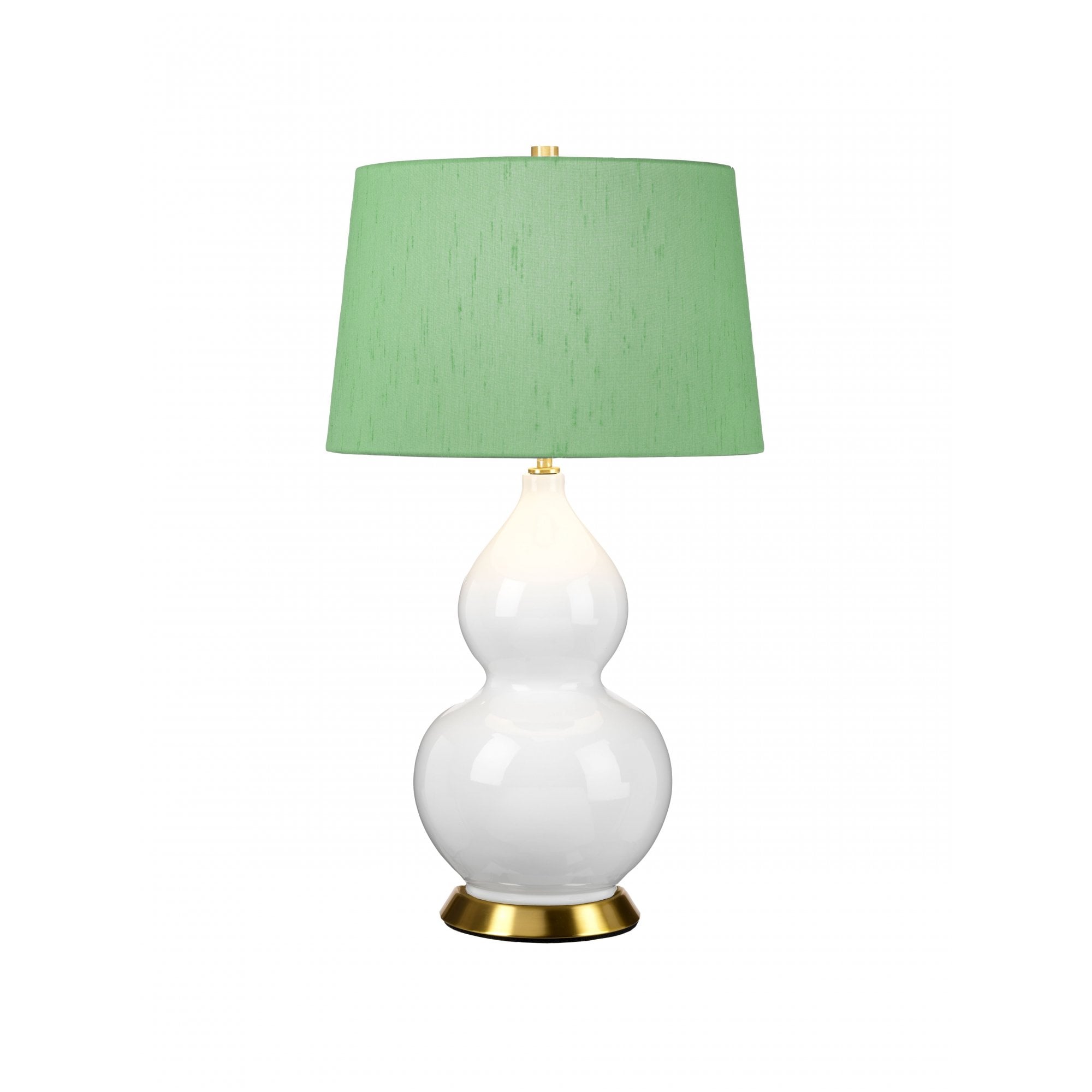 Elstead Isla 1 Light Table Lamp - White, Aged Brass & Green