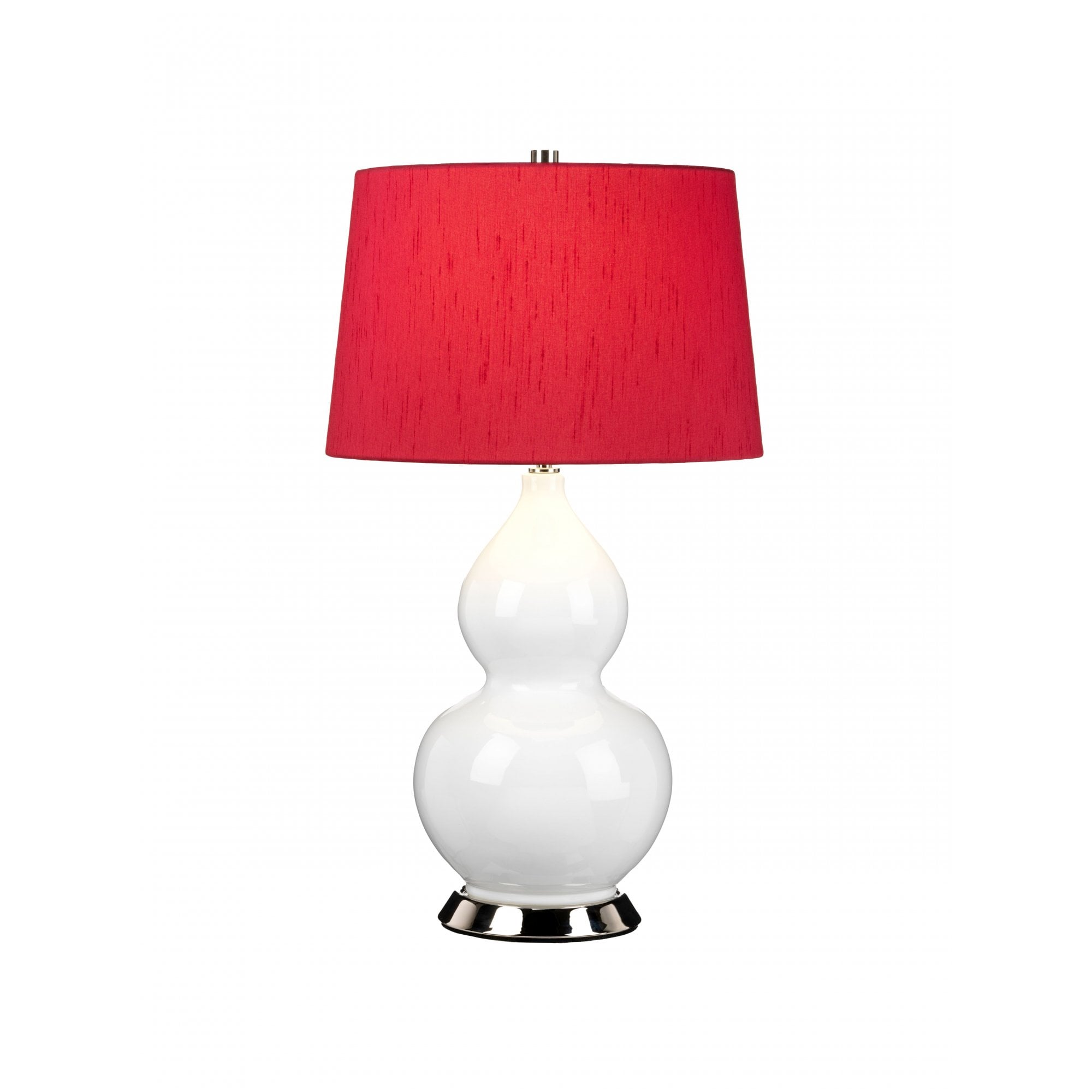 Elstead Isla 1 Light Table Lamp - White, Polished Nickel & Red