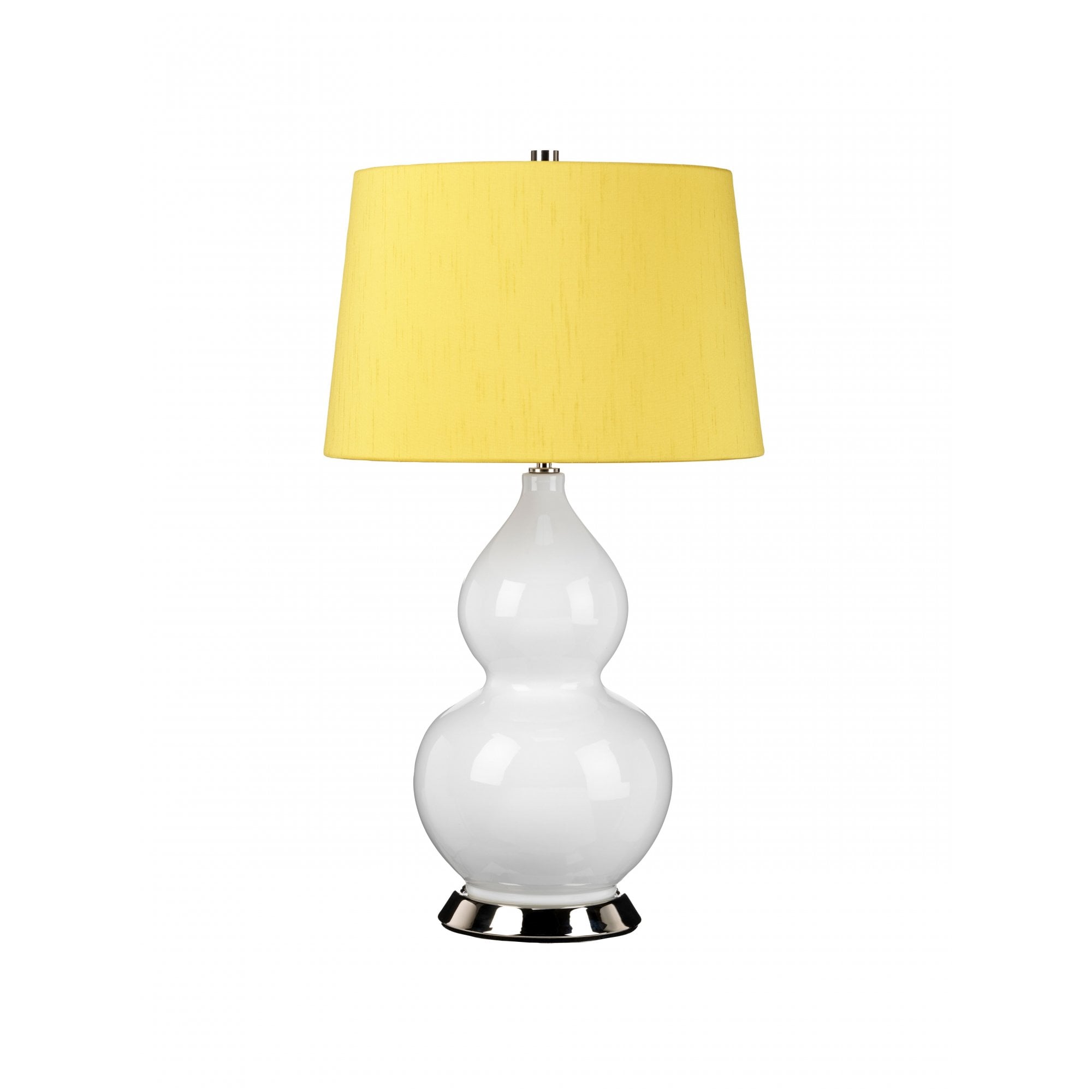 Elstead Isla 1 Light Table Lamp - White, Polished Nickel & Yellow
