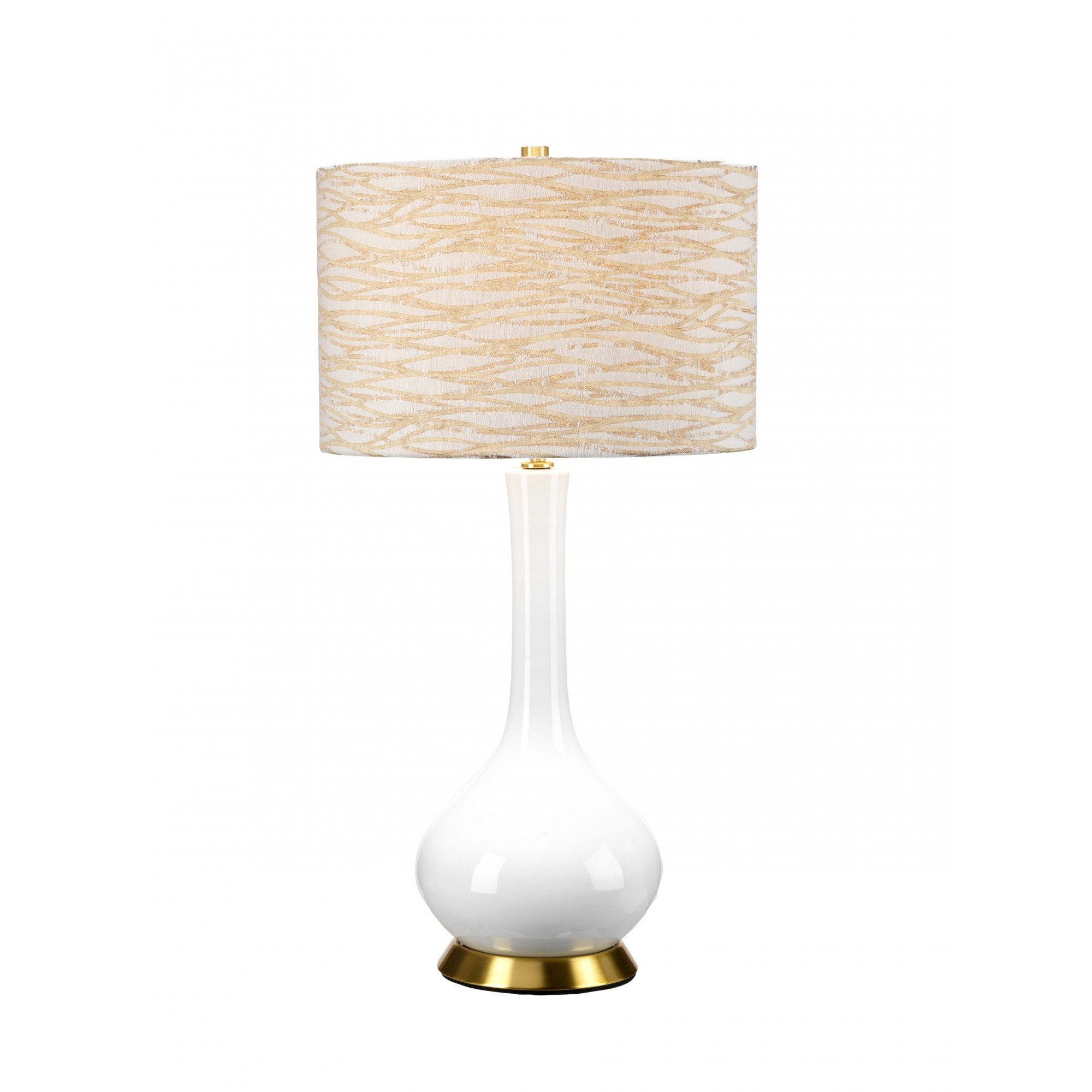 Elstead Milo 1 Light Table Lamp - White, Aged Brass & Orange