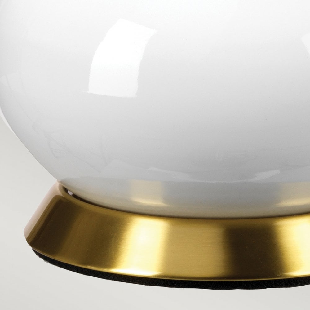 Elstead Milo 1 Light Table Lamp - White, Aged Brass & Orange