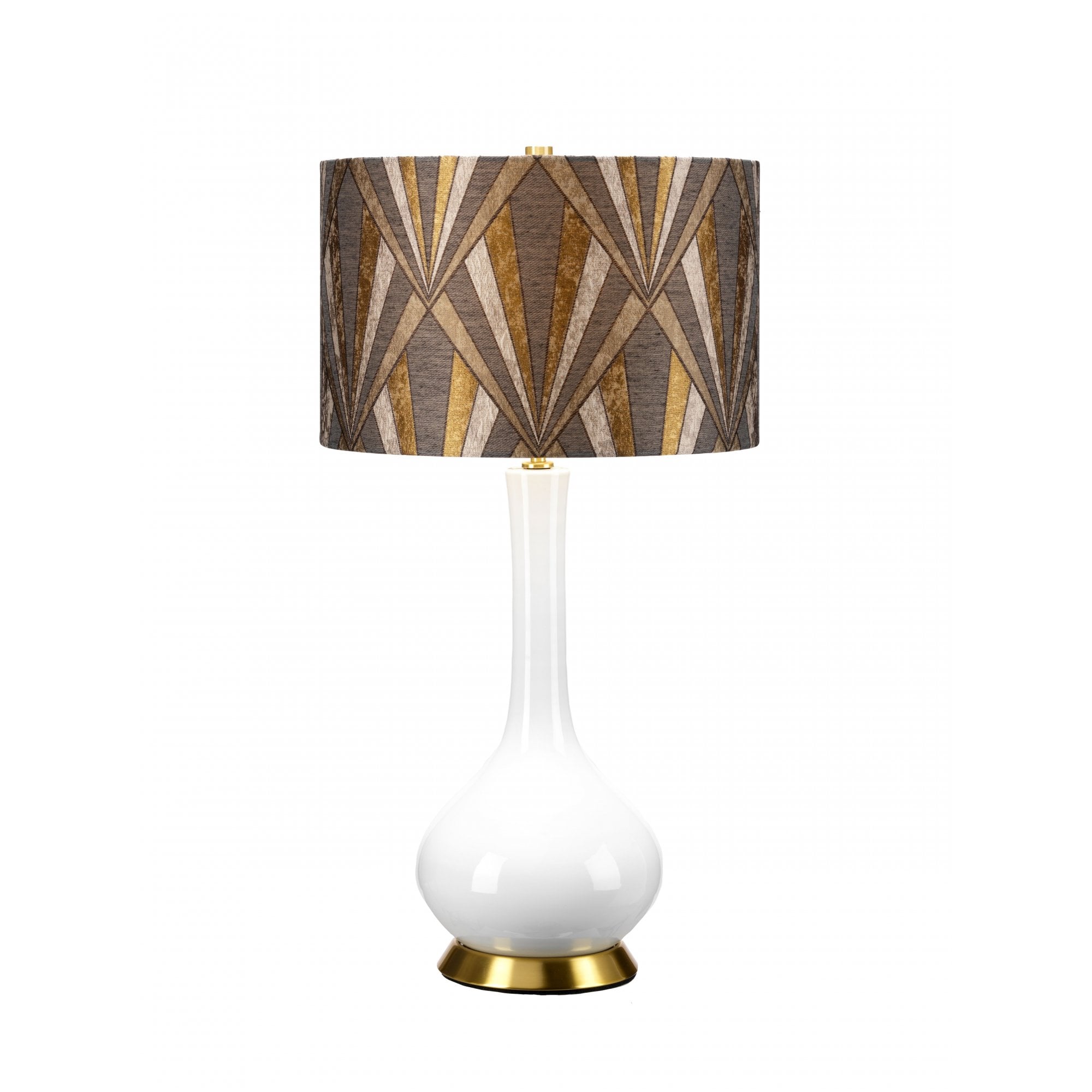 Elstead Milo 1 Light Table Lamp - White, Aged Brass & Grey