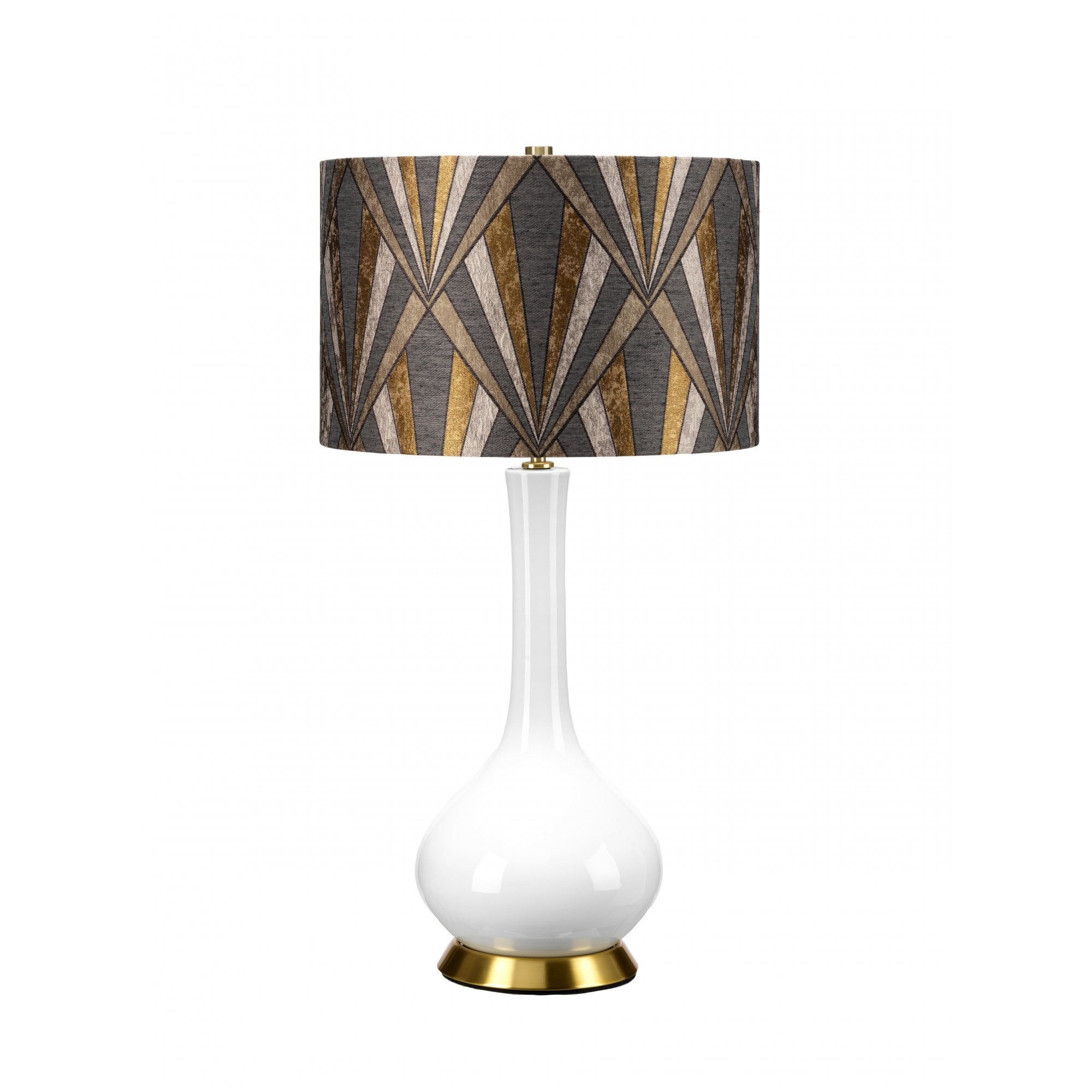 Elstead Milo 1 Light Table Lamp - White, Aged Brass & Grey