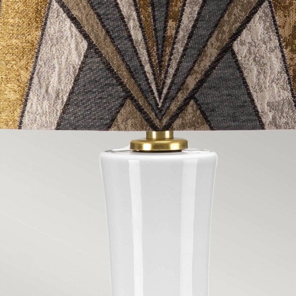Elstead Milo 1 Light Table Lamp - White, Aged Brass & Grey