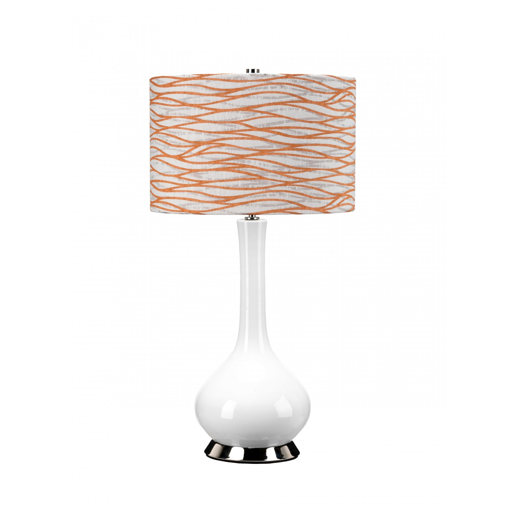 Elstead Milo 1 Light Table Lamp - White, Polished Nickel & Orange