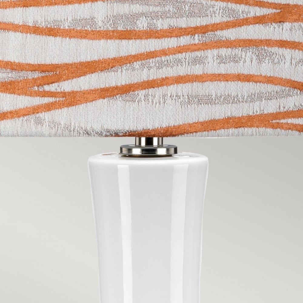 Elstead Milo 1 Light Table Lamp - White, Polished Nickel & Orange