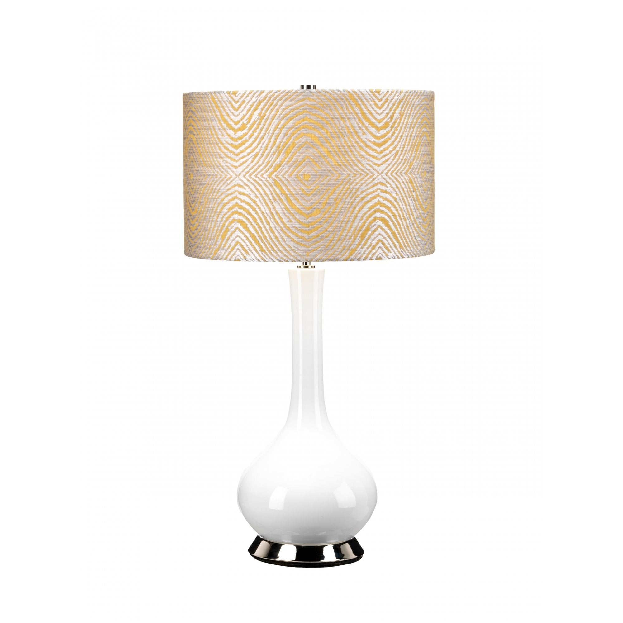 Elstead Milo 1 Light Table Lamp - White, Polished Nickel & Yellow