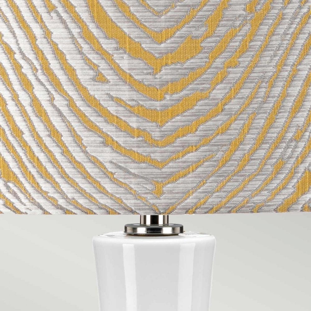 Elstead Milo 1 Light Table Lamp - White, Polished Nickel & Yellow