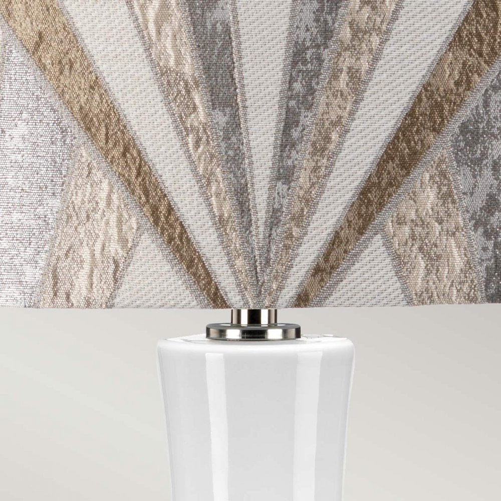 Elstead Milo 1 Light Table Lamp - White, Polished Nickel & Silver