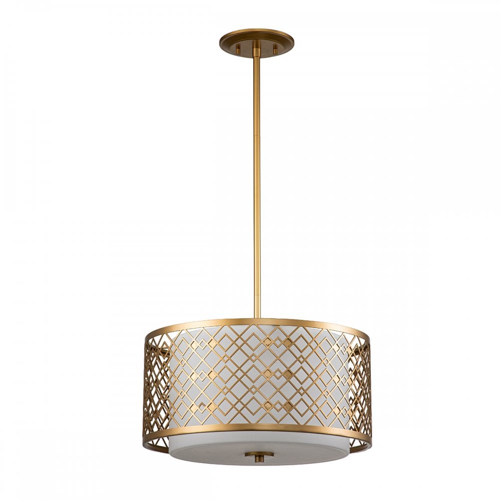 Elstead Ziggy 2 Light Medium Pendant - Lacquered Gold