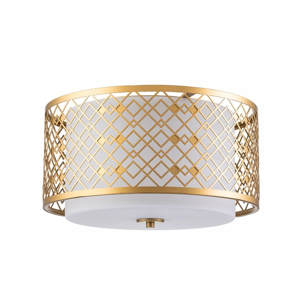 Elstead Ziggy 2 Light Medium Flush - Lacquered Gold