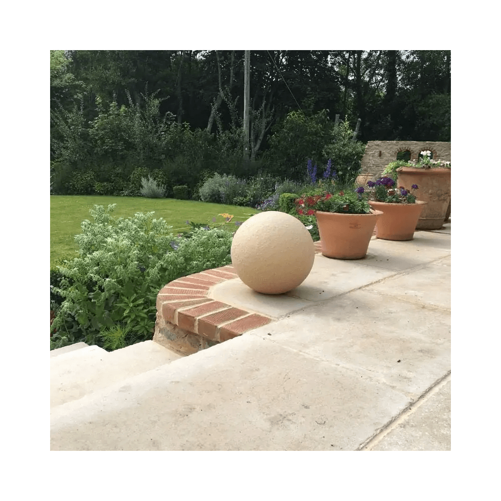 Stone Globe Spherical Garden Light - Bath Stone - Plug & Play
