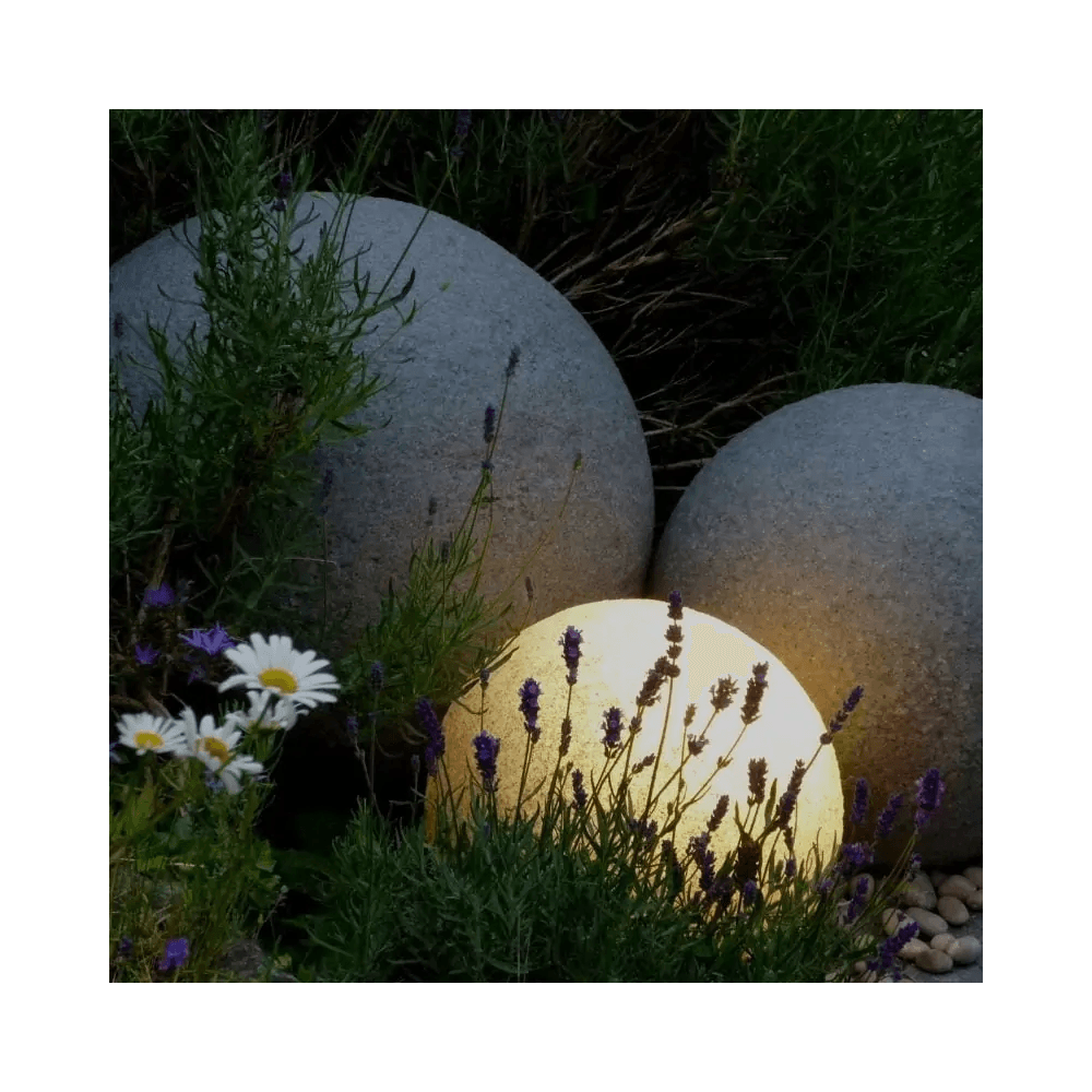 Stone Globe Spherical Garden Light - Granite - Plug & Play