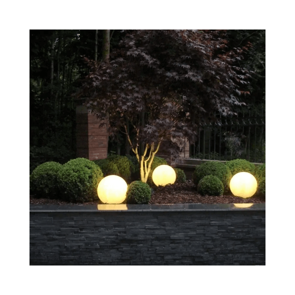 Stone Globe Spherical Garden Light - Granite - Plug & Play