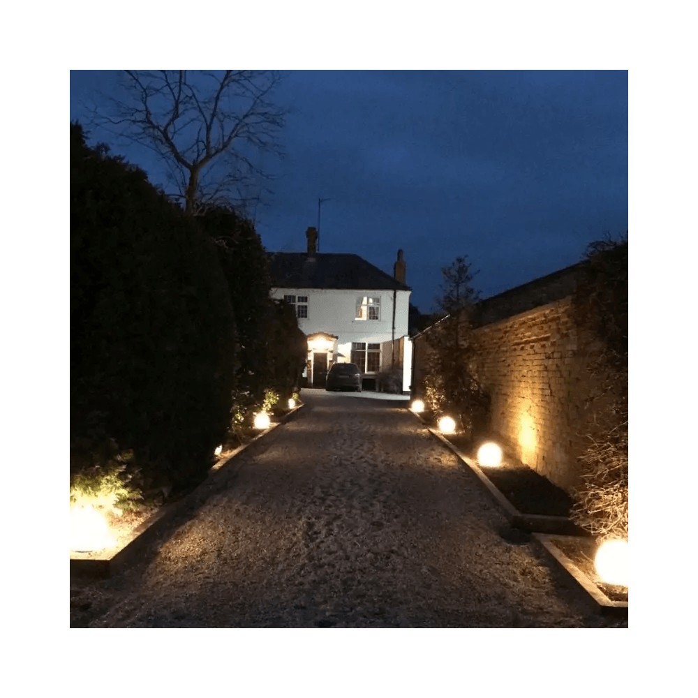 Stone Globe Spherical Garden Light - Granite - Mains